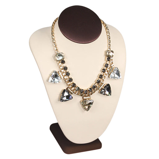 ND-1892-L30 Necklace Display Bust 11in Beige and Steel Brown Trim