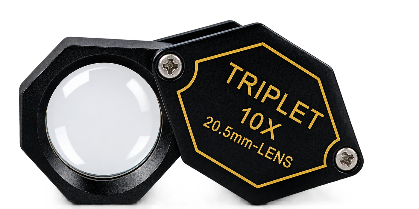 MML10H 10X Professional Jewelers 20.5 mm Triplet Hex Loupe