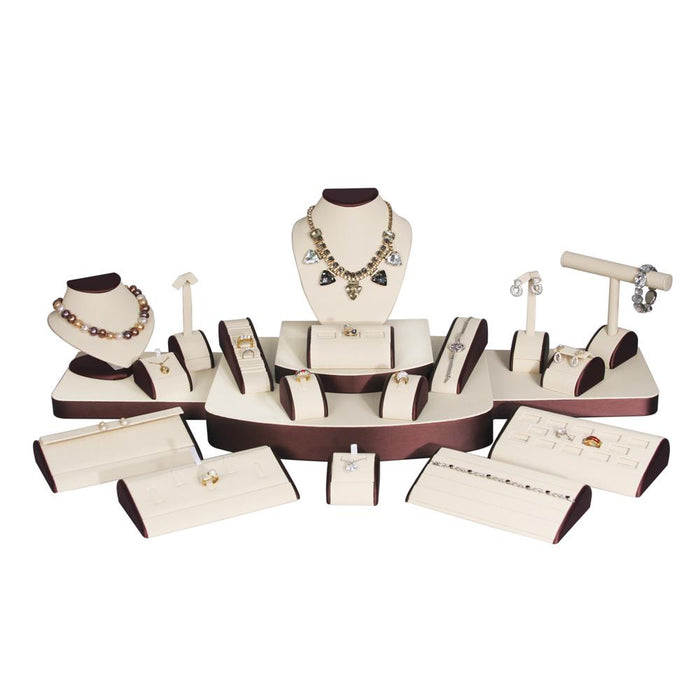 SET60-L30 Showcase Display 21 Piece Beige - Brown Trim